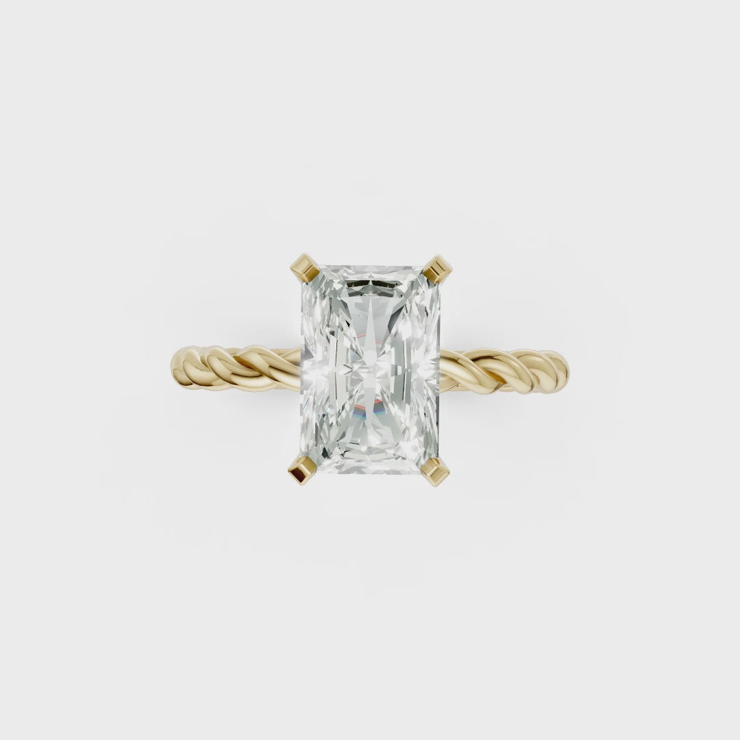 Radiant Diamond Twisted Shank Ring