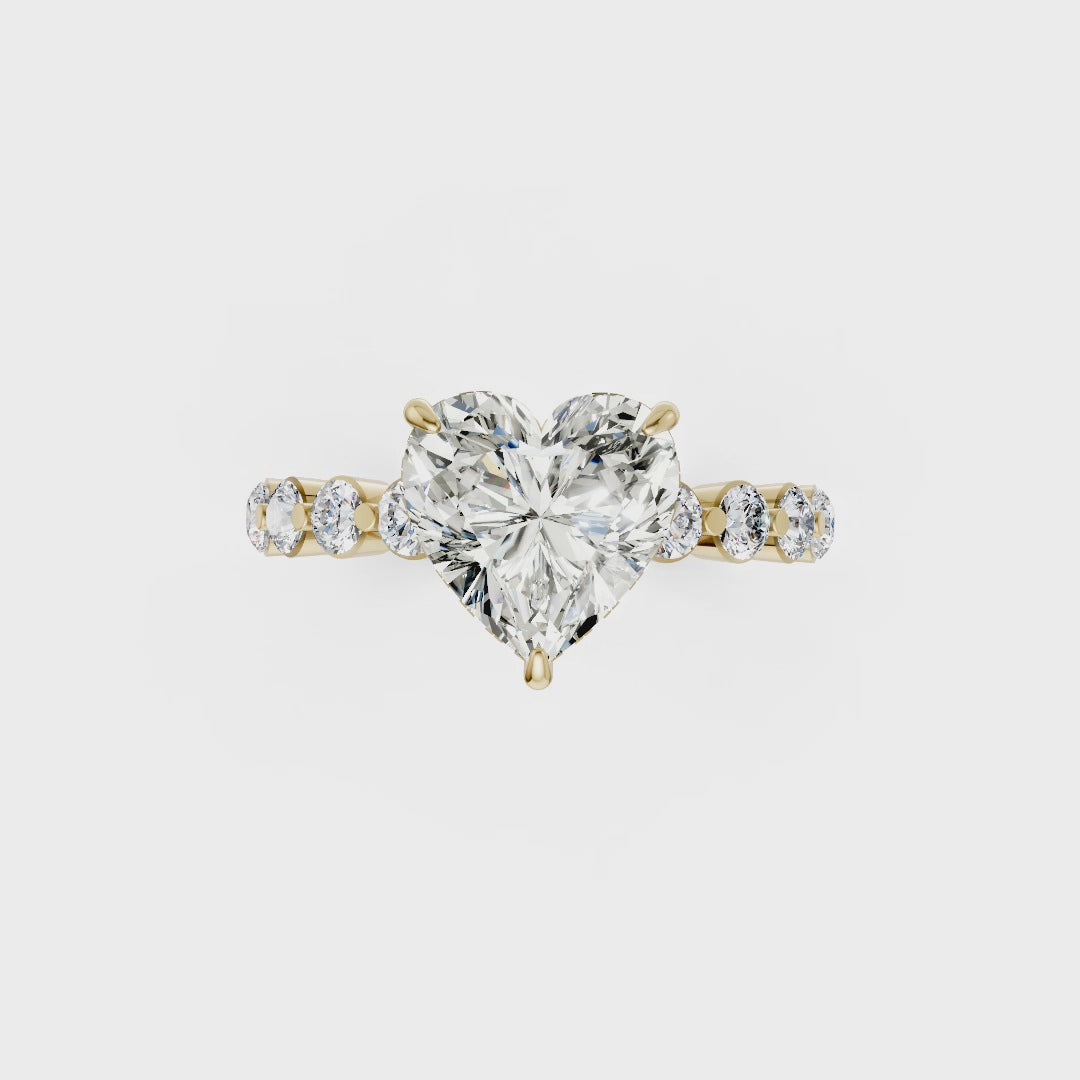 Heart Diamond Shared Prong Engagement Ring