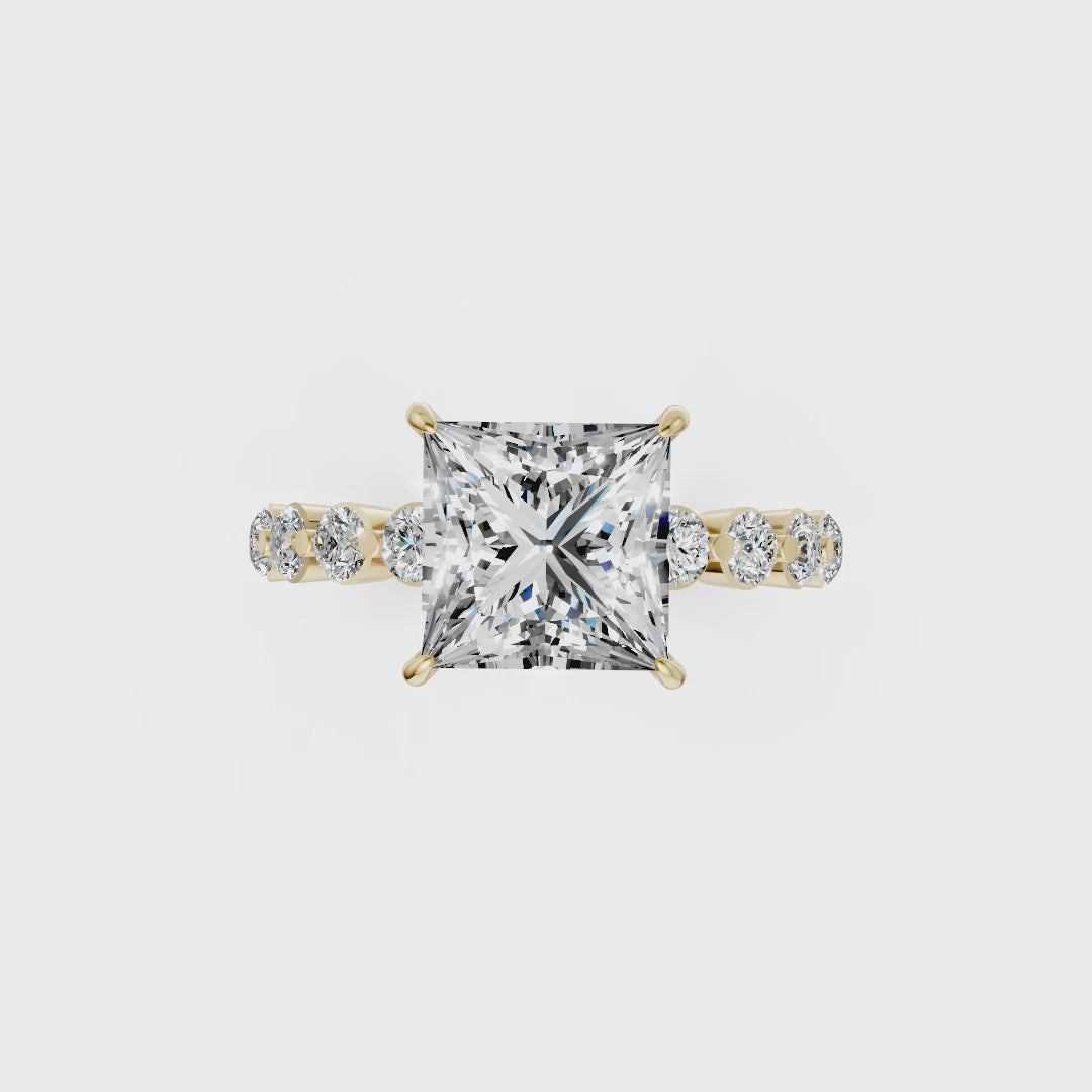 Princess Diamond Shared Prong Engagement Ring