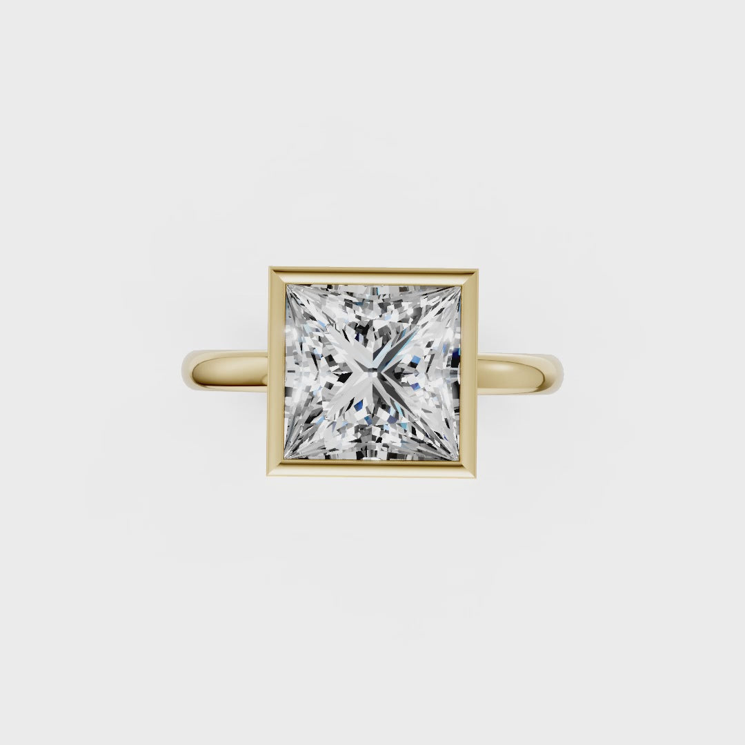 Princess Solitaire Bezel Ring