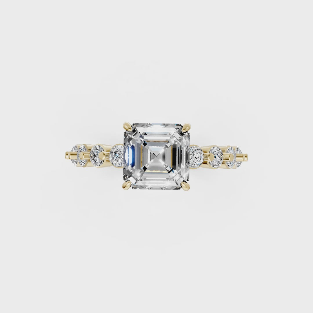 Asscher Diamond Shared Prong Engagement Ring