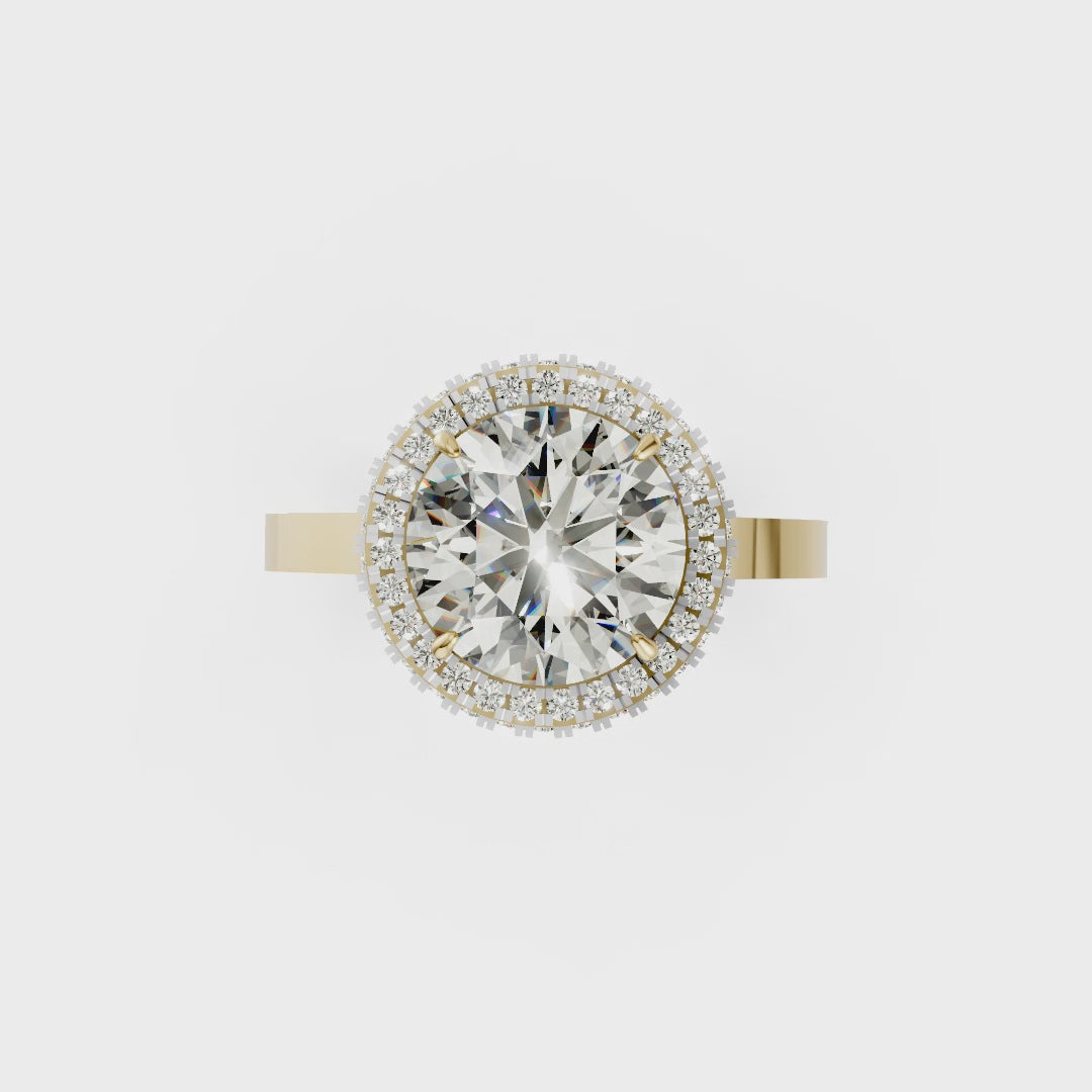 Round Diamond Double Halo Ring