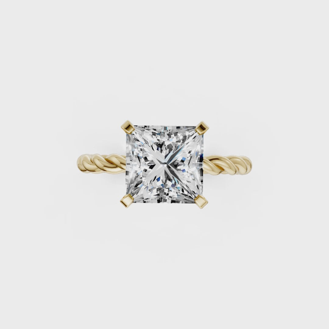 Princess Diamond Twisted Shank Ring