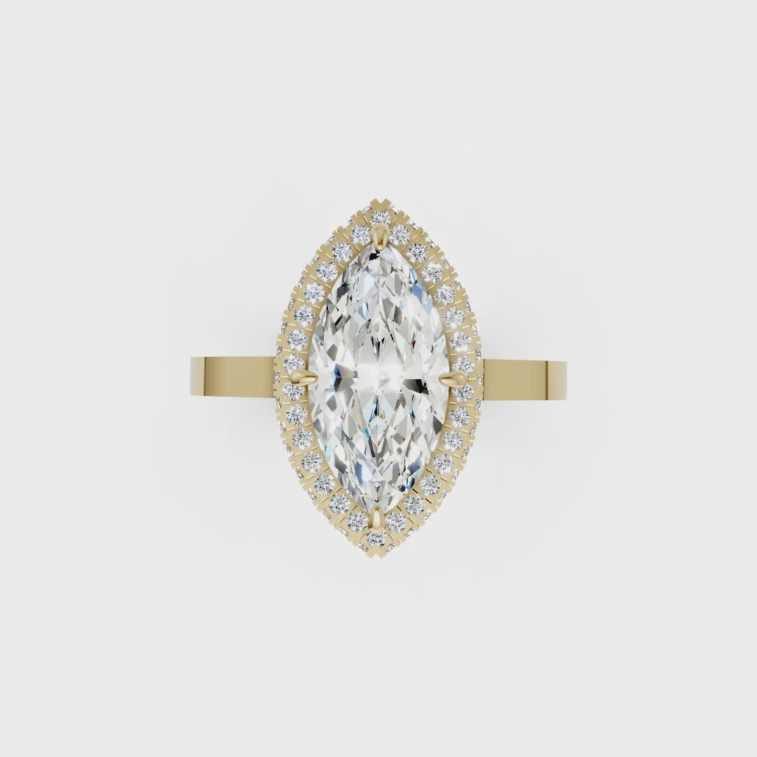Marquise Diamond Double Halo Ring