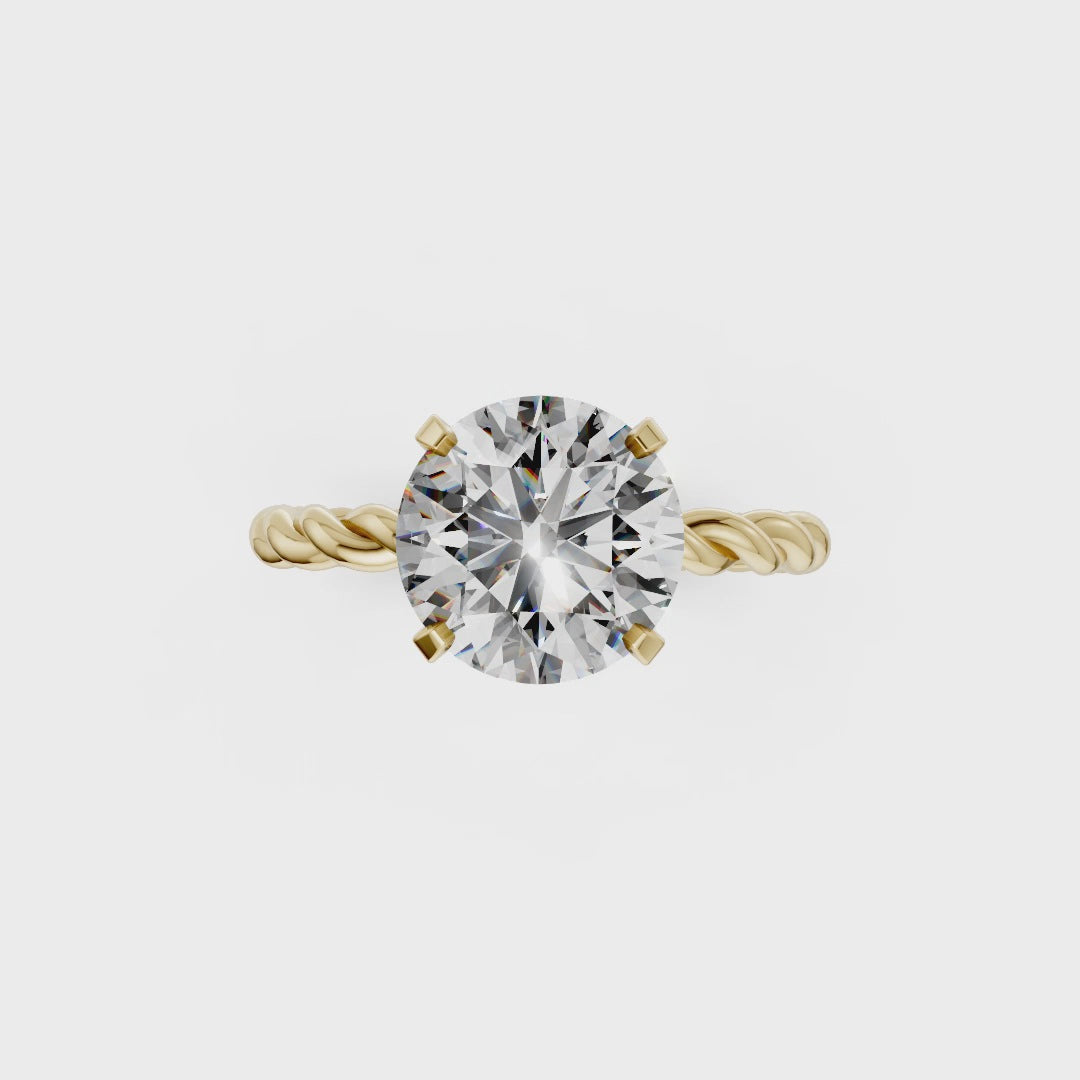 Round Diamond Twisted Shank Ring
