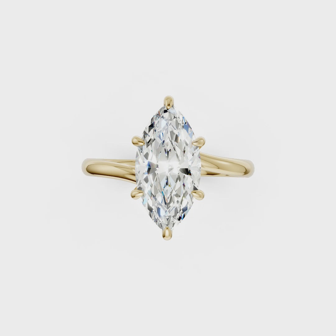 Marquise Diamond Bypass Shank Solitaire Ring