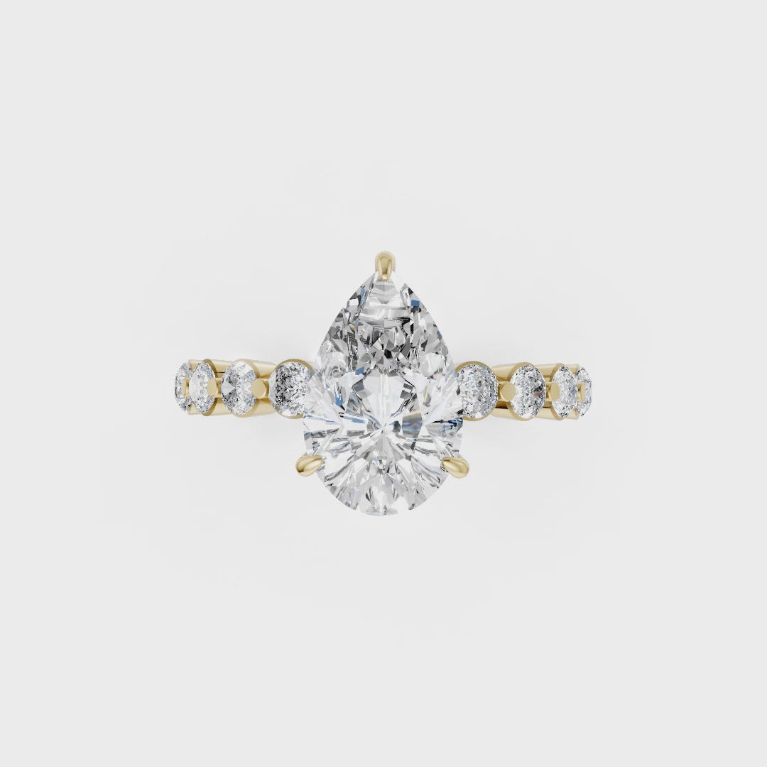Pear Diamond Shared Prong Engagement Ring