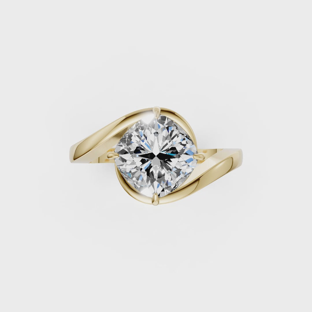 Cushion Diamond Bypass Shank Ring