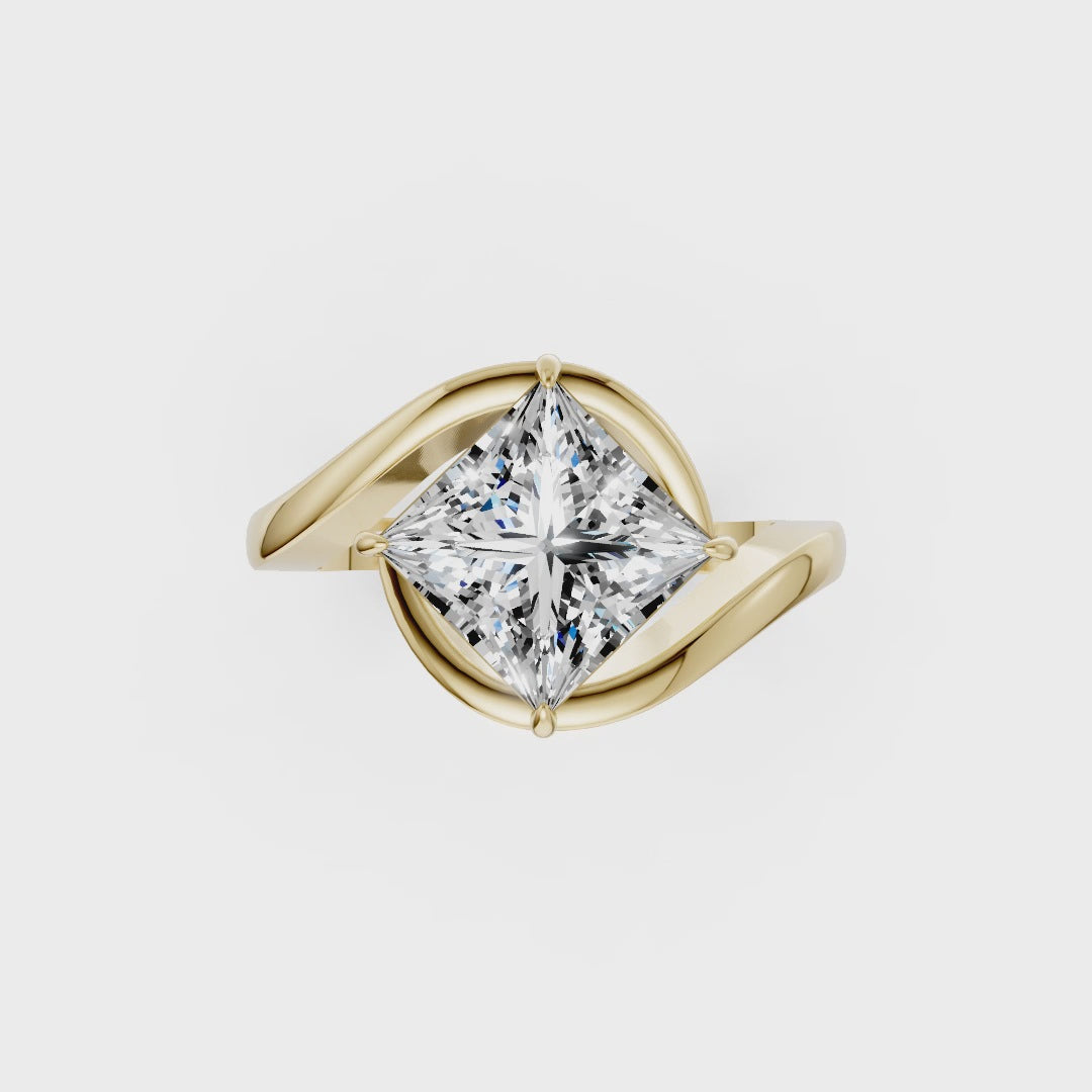 Princess Diamond Bypass Shank Ring